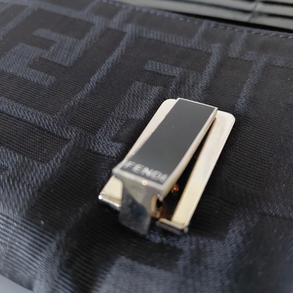 Fendi Textured Black Evening Clutch Wallet Signature